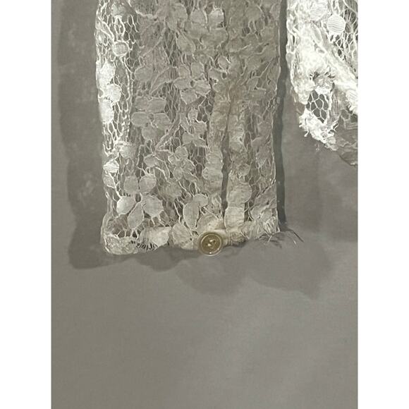 Isabel Marant Toyela White Lace Sheer Etoile Mock Neck Long Sleeve Top Size 38/6 - Picture 9 of 13